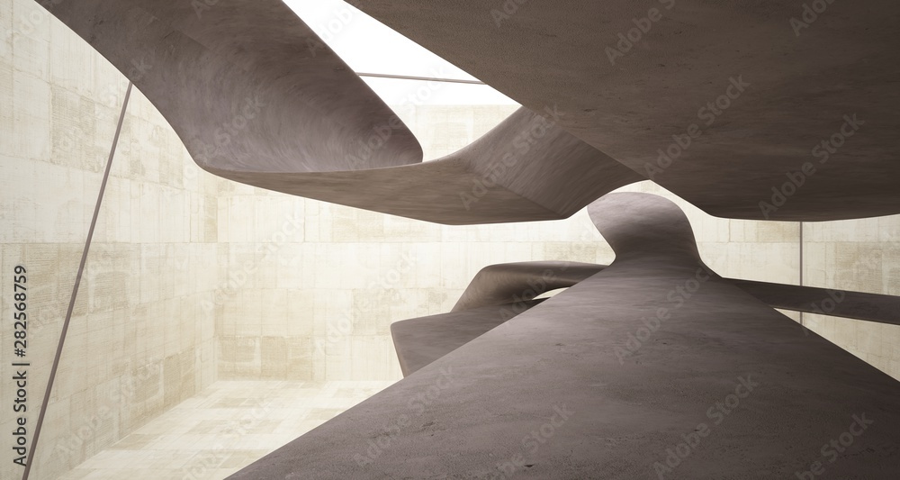 Obraz premium Empty dark abstract concrete smooth interior . Architectural background. 3D illustration and rendering