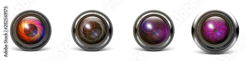 set camera lens object-glass photography background illustration technology design Isolated on white background