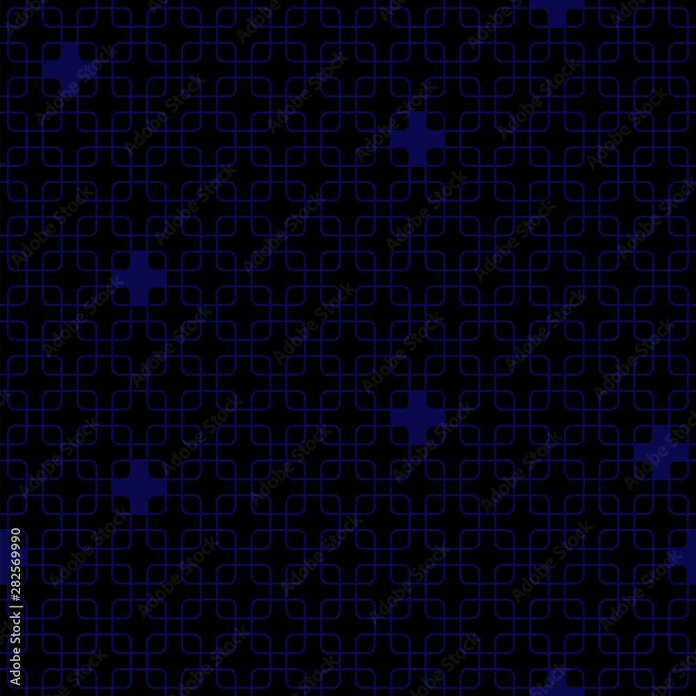 abstract square shapes. vector seamless pattern. simple black and blue repetitive background. textile paint. fabric swatch. wrapping paper. continuous print. dark grid