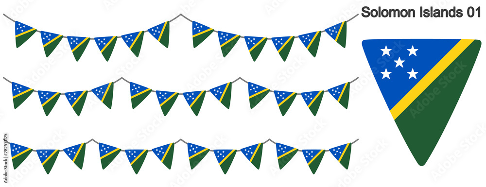 Obraz premium ソロモン諸島の国旗のガーラーンド ベクターデータ（bunting garland）