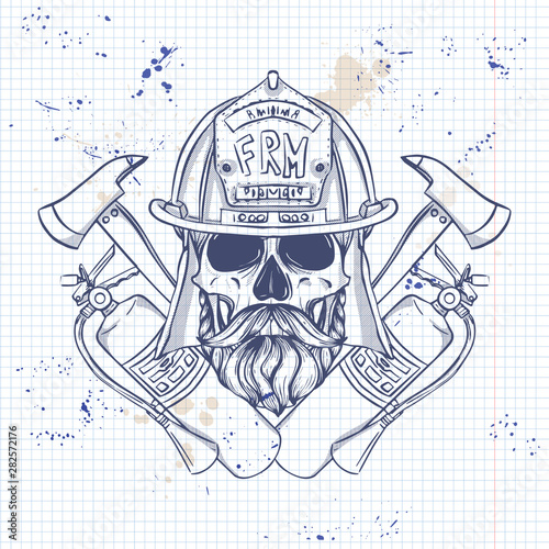 Sketch fireman skull