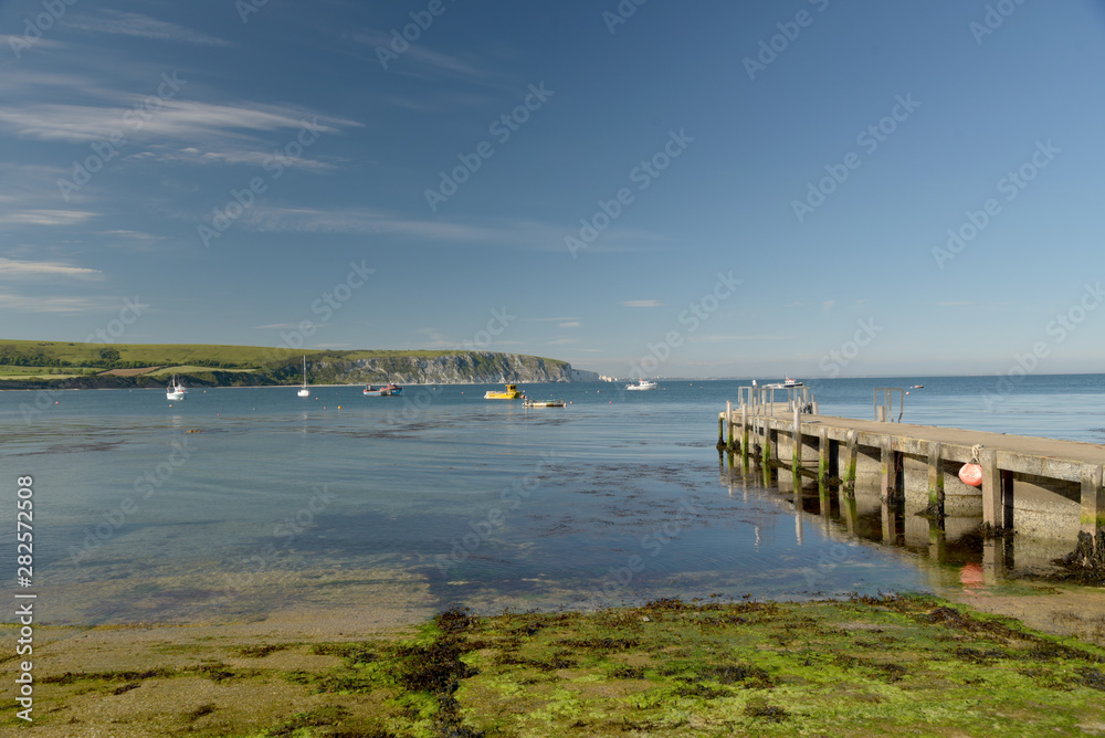 The beach and seafront at Swanage on the Dorset coast in Southern England