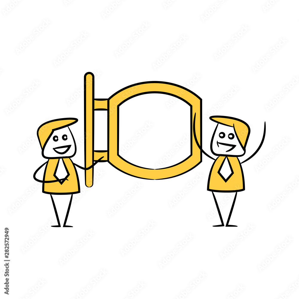 businessman and blank signage or signpost yellow stick figure theme businessman and blank signage or signpost yellow stick figure theme