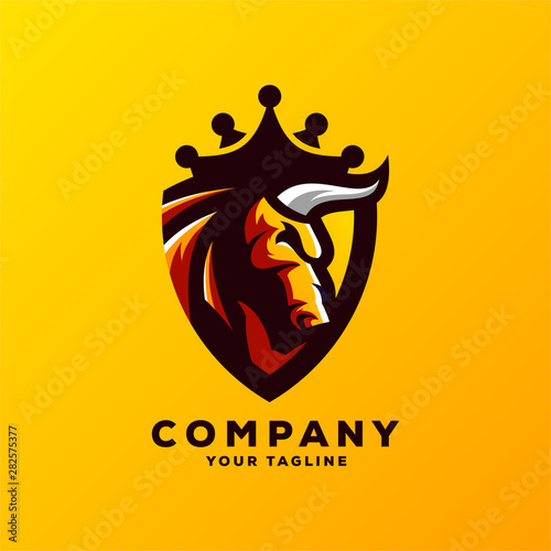awesome bull king logo design