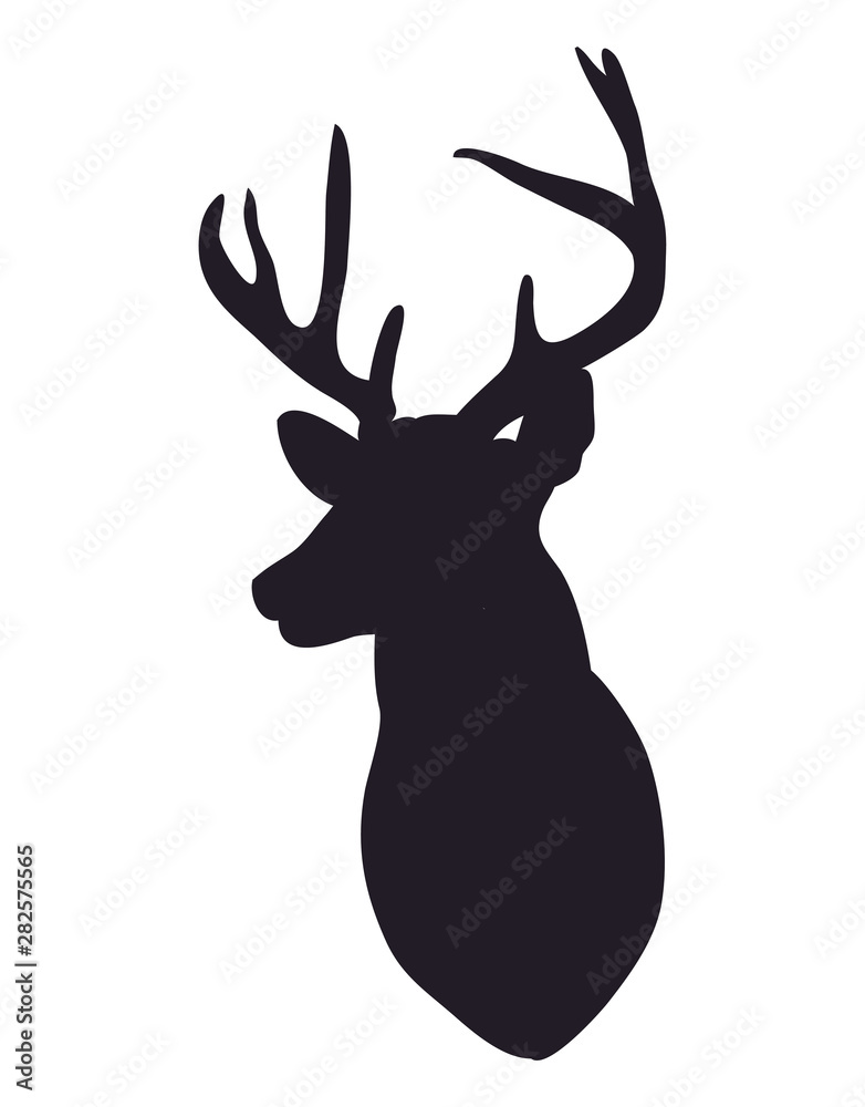 deer portrait silhouette, vector deer portrait silhouette, vector