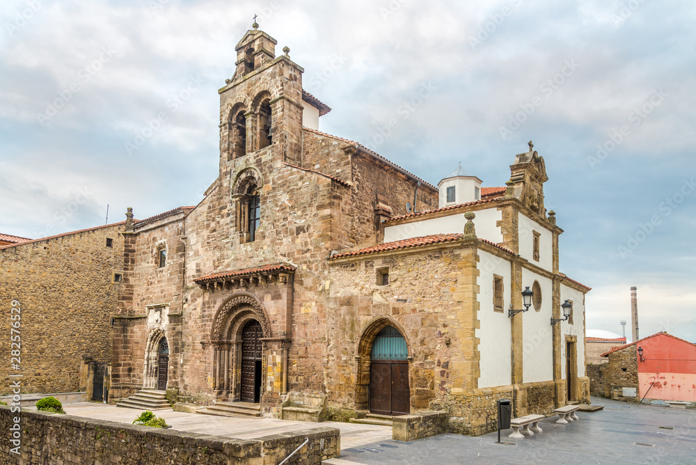 View at the San Antonio Church in the streets of Aviles in Spain