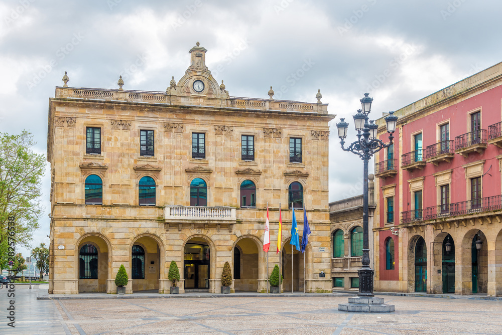Obraz premium View at the Town hall of Gijon in Spain