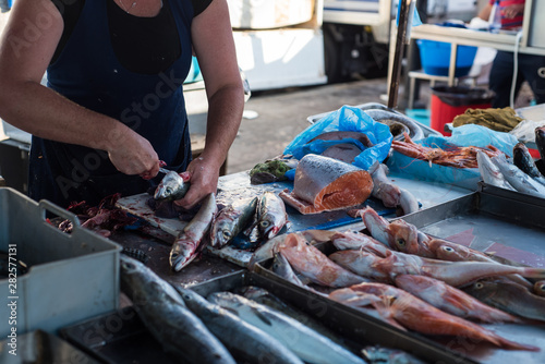 Fresh fish at traditional fish market