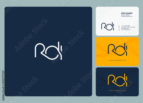 Letters R D I joint logo icon with business card vector template.