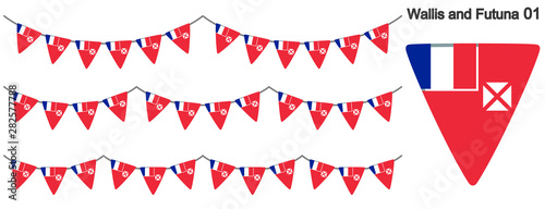 ウォリス・フツナ諸島の旗のガーラーンド　ベクターデータ（bunting garland）