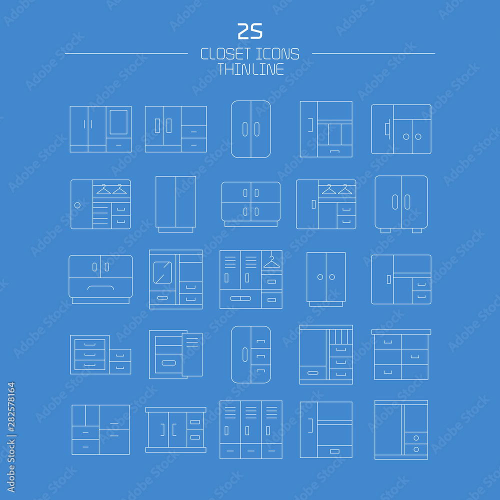 closet and wardrobe icons line design closet and wardrobe icons line design