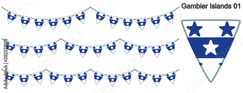 ガンビエ諸島の旗のガーラーンド　ベクターデータ（bunting garland）