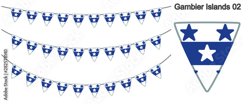 ガンビエ諸島の旗のガーラーンド　ベクターデータ（bunting garland）