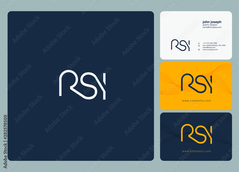 Letters R S I joint logo icon with business card vector template. - obrazy, fototapety, plakaty 