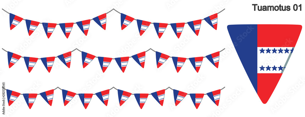 Obraz premium トゥアモトゥ諸島の旗のガーラーンド ベクターデータ（bunting garland）