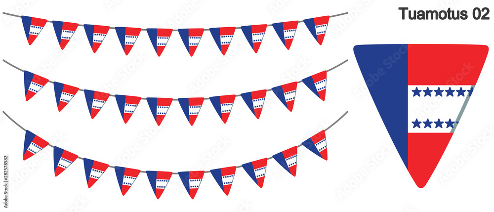 Obraz premium トゥアモトゥ諸島の旗のガーラーンド ベクターデータ（bunting garland）