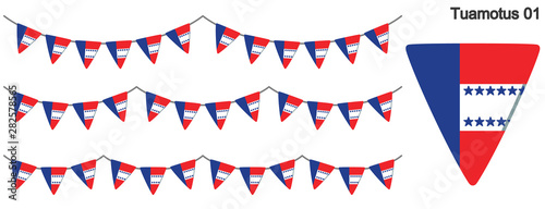 トゥアモトゥ諸島の旗のガーラーンド　ベクターデータ（bunting garland）