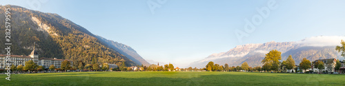 Panoramic view Hohematte park in Interlaken, Switzerland
