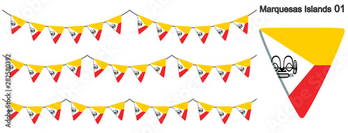マルキーズ諸島の旗のガーラーンド　ベクターデータ（bunting garland）