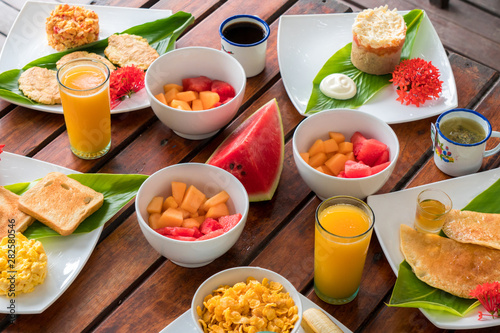 Table with fruits, Colombian breakfast