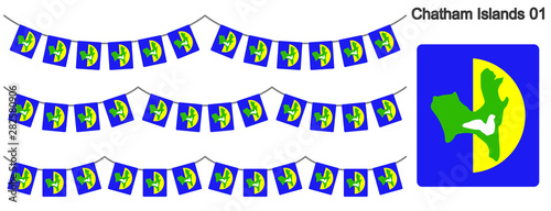 チャタム諸島の旗のガーラーンド　ベクターデータ（bunting garland）