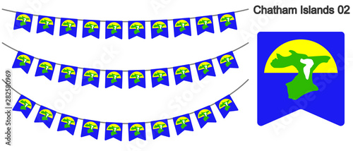 チャタム諸島の旗のガーラーンド　ベクターデータ（bunting garland）