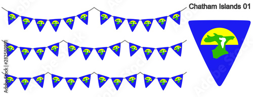チャタム諸島の旗のガーラーンド　ベクターデータ（bunting garland）
