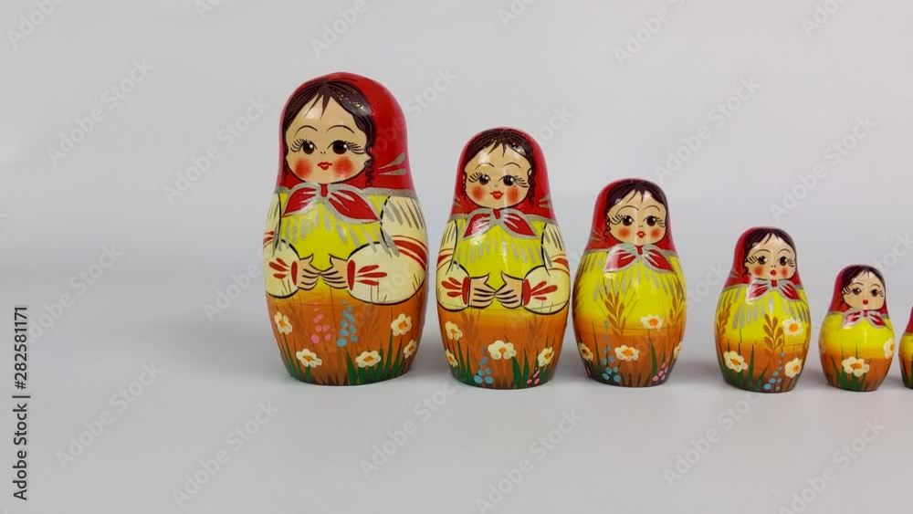 Russian Doll Matryoshka dolly shot on a white background in 4k Russian Doll Matryoshka dolly shot on a white background in 4k