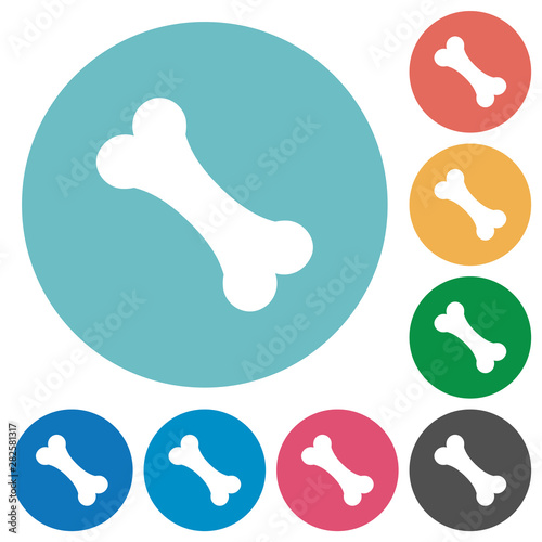 Single bone flat round icons