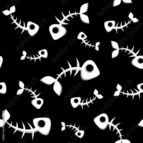 seamless pattern fish skeleton
