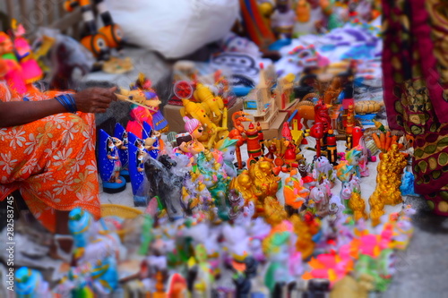 set of toys in a street market.