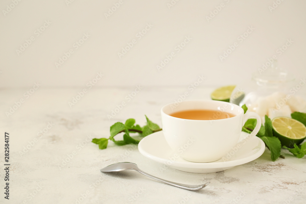 Cup of hot tea on table Cup of hot tea on table