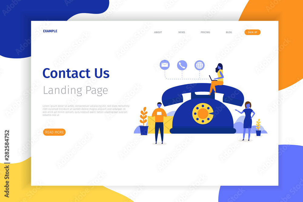 Contact us concept landing page illustration. Contact us concept design can be used for websites, landing pages, UI, mobile applications, posters, banner