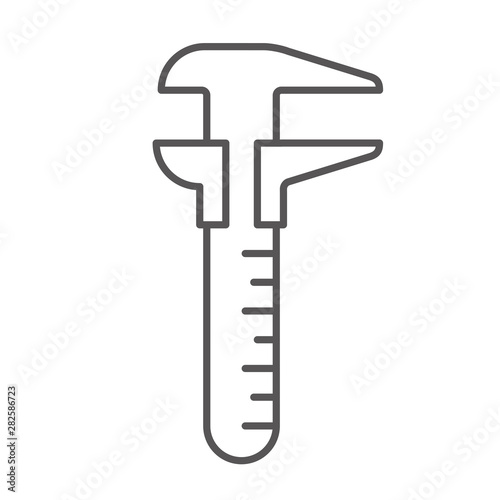 Vernier caliper glyph icon, tool and instrument, gauge sign, vector graphics, a solid pattern on a white background