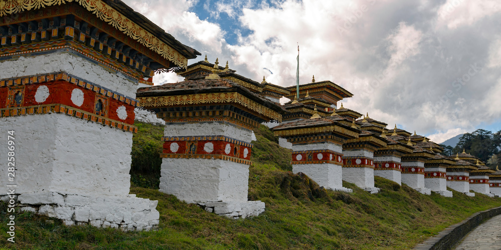 Lines of Buddhist Stupors in Bhutan