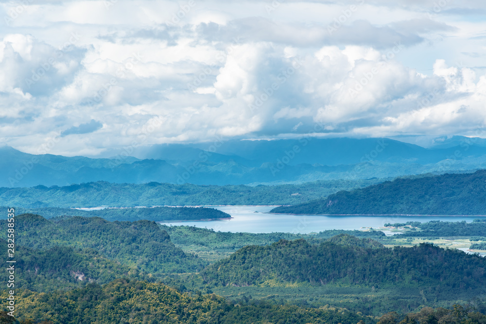 Landscape of mountain with clouds.