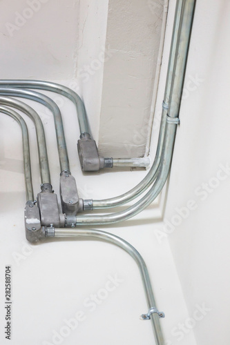 Steel electric conduit pipes of ceiling