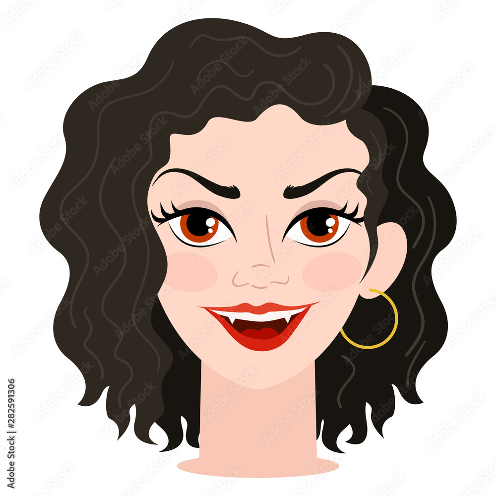 A woman with curly black hair. Halloween. A woman with curly black hair. Halloween.