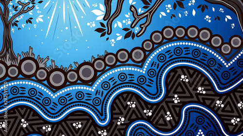 Aboriginal dot art vector background, Nature concept