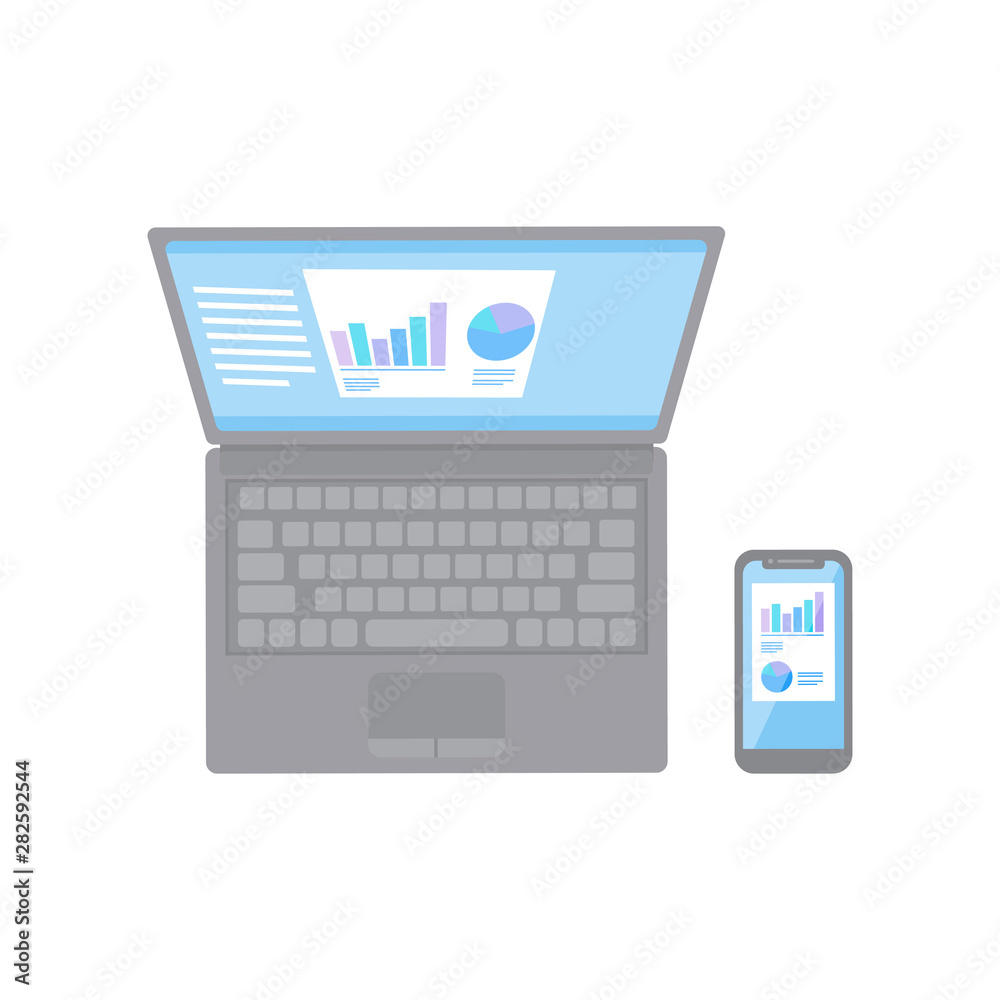 laptop and smart phone top view