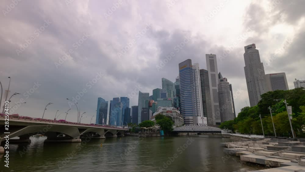 singapore city storm cloudy downtown riverside bridge panorama timelapse 4k singapore city storm cloudy downtown riverside bridge panorama timelapse 4k