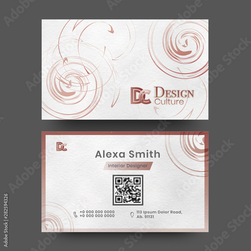 Front and back view of creative business card or visiting card design for Interior Designer.
