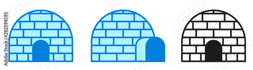 Vector illustration. Ice house igloo. Icon set. Vector simple design. Igloo sign or symbol in flat style.