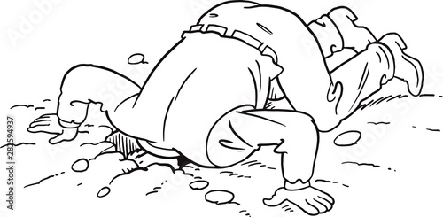 The man buried his head in the sand