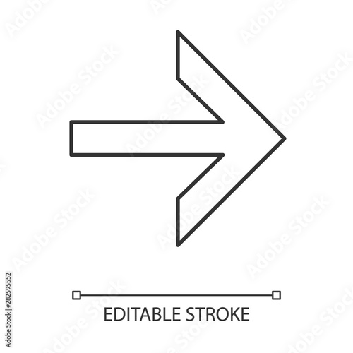 Forward arrow linear icon. Next. Right arrow. Computer keyboard button. Motion indexer, indicator, designator. Thin line illustration. Contour symbol. Vector isolated outline drawing. Editable stroke photo