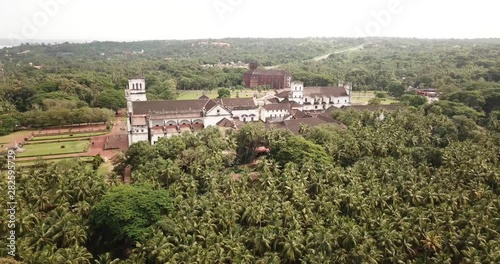 A beautiful drone shot of the Old Goa churches in Goa, India photo