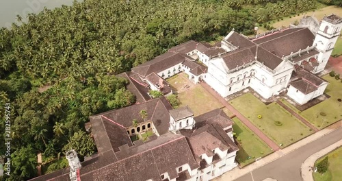 A beautiful drone shot of the Old Goa churches in Goa, India photo
