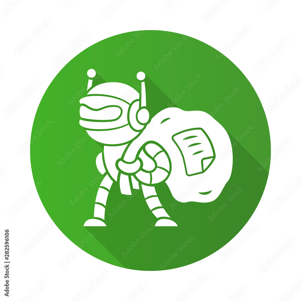 Scraper bot flat design long shadow glyph icon. Malicious bad robot. Content stealing. Internet data collecting bot. Web scraping service. Artificial intelligence. Vector silhouette illustration Scraper bot flat design long shadow glyph icon. Malicious bad robot. Content stealing. Internet data collecting bot. Web scraping service. Artificial intelligence. Vector silhouette illustration
