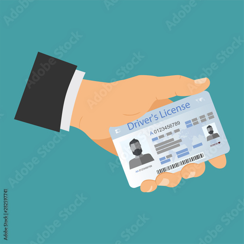 Icon driver's license in flat style, identity card. ID card, identification card, identity verification, person data. Vector illustration.