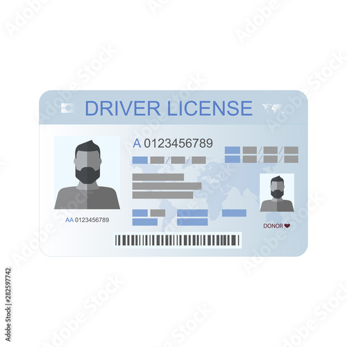 Icon driver's license in flat style, identity card. ID card, identification card, identity verification, person data. Vector illustration.